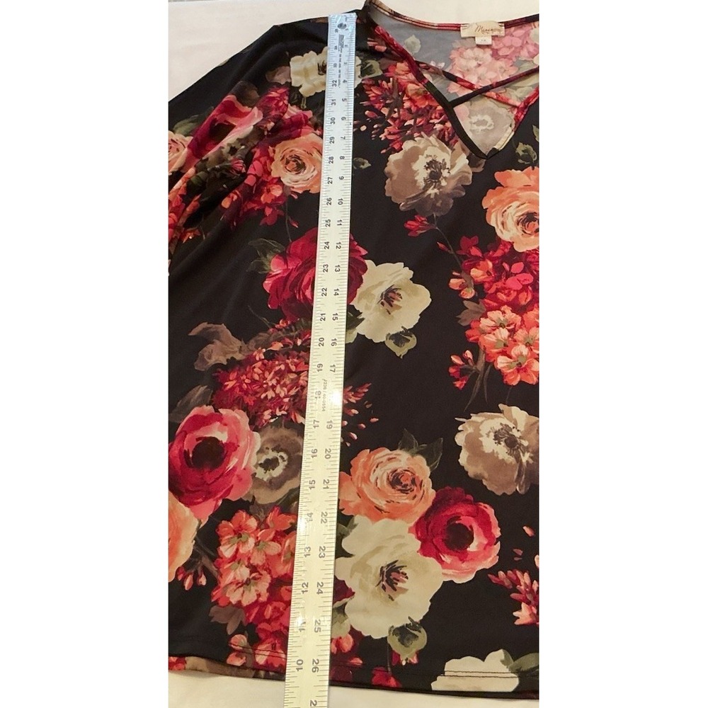 Misia Blouse Size 1X Multicolor Floral Boho Sleeve Stretch Women 1X Top Shirt - Picture 4 of 6